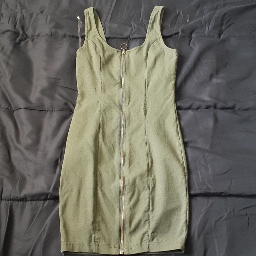 A olive green dress